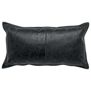 Cheyenne 100% Leather 14"x26" Throw Pillow by Kosas Home, Black