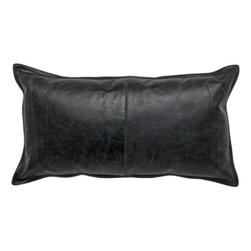 Kosas Home Cheyenne 14x26" Authentic Leather Throw Pillow in Black