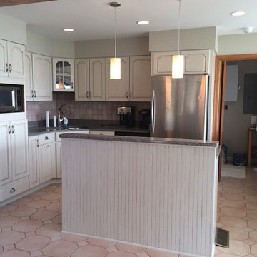 Painted and Glazed outdated Honey Oak Cabinets