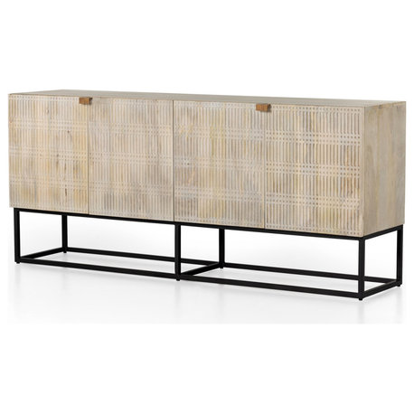 Kelby Sideboard, Light Wash Carved Mango