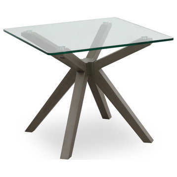 Mid-Century Modern Glass End Table, Gray