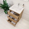 Moa Bathroom Vanity With 3 Drawers and Acrylic Sink, Natural Oak, 24"