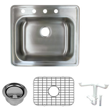 Transolid Meridian 25" x 22" Utility Sink Kit with 4-Hole in Brushed Finish