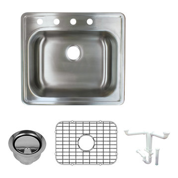 Transolid Meridian 25" x 22" Utility Sink Kit with 4-Hole in Brushed Finish