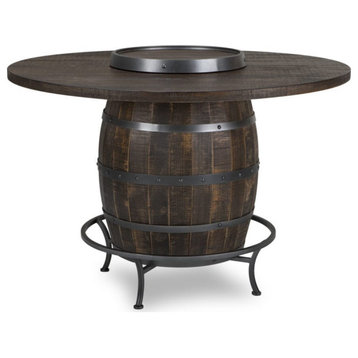 Unique Round 54" Counter Height Rustic Barrell Pub Table