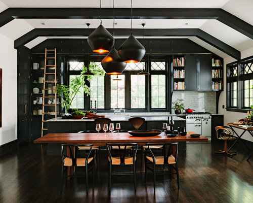 Kitchen With Black Island And White Cabinets 52 Dark Kitchens With