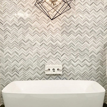 Equator Marble Chevron Tile Decorating A Feature Wall In Classic Master Bathroom