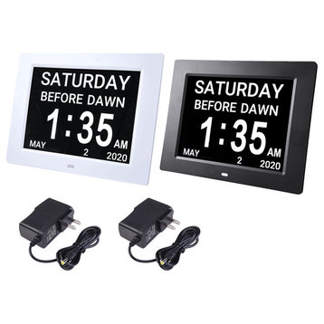 Yescom 8" LCD Day Clock Digital Calendar Alarm Large Dementia Table 2 Pack