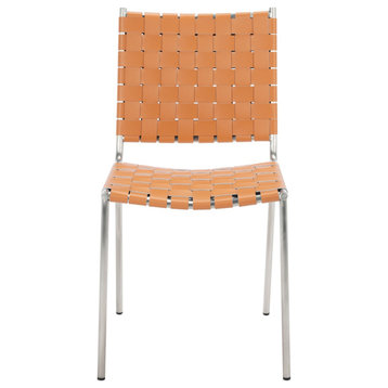 Safavieh Wesson Woven Dining Chair, Cognac/Silver