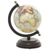 Black Rustic Style Plastic Globe with Iron Axis and Wood Base, 8" x 6" x 5"