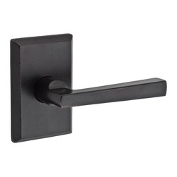Baldwin - Taper Lever on Rustic Square Rose - Door Levers