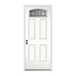 JELD-WEN - JELD-WEN Door. Mission Prairie Camber-Top Primed White Steel Entry Door with Bri - Windows And Doors