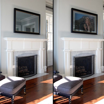 Mirror Television Over Formal Fireplace