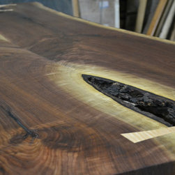 Live Edge Curly Walnut Dining Table - Dining Tables