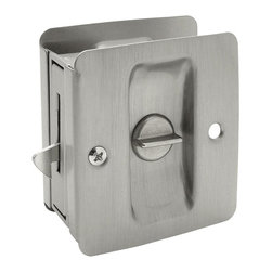 Designers Impressions - Satin Nickel Pocket Door Privacy Lock, 53836 - Pocket Door Hardware
