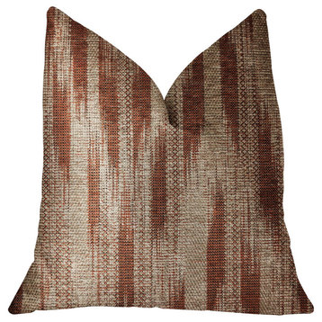 Stormy Pine Orange and Beige Luxury Throw Pillow, Double Sided 20"x30" Queen