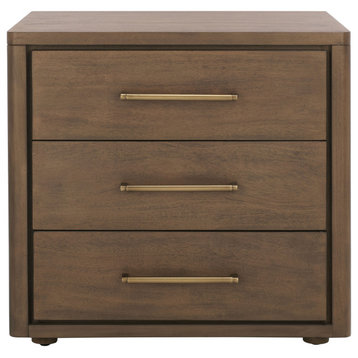 Safavieh Couture Rosey 3 Drawer Wood Nightstand, Brown