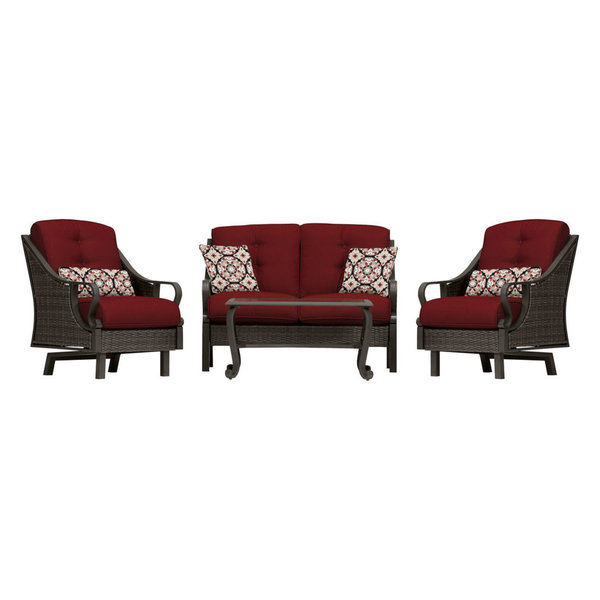 Ventura 4-Piece Patio Set, Brown and Crimson Red