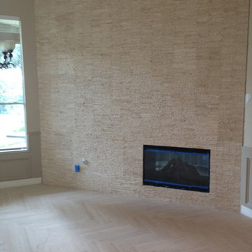 Noel's Fine Floors.
Custom fireplace.
Installed a dry stack split face trave