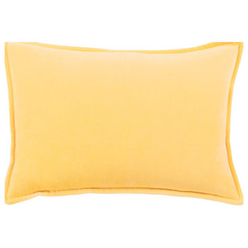Cotton Velvet by Surya Poly Fill Pillow, Bright Yellow, 13' x 19'