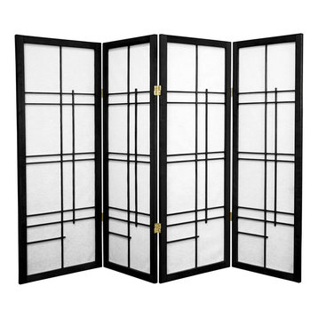 4' Tall Eudes Shoji Screen, Black, 4 Panels