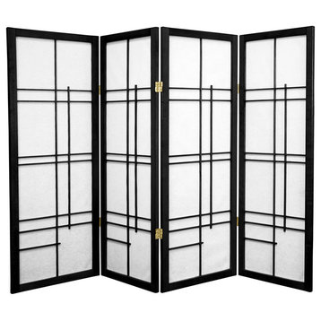 4' Tall Eudes Shoji Screen, Black, 4 Panels
