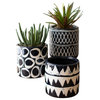 Modern Navy Ceramic Planters/Succulent Cylinder Containers, 3-Piece Set