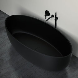 LUSSO STONE VETRINA BLACK STONE RESIN SOLID SURFACE FREESTANDING BATH 1700 - Products