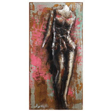 "Catwalk" Woman Wall Art Primo Mixed Media Hand Painted Iron Wall Sculpture