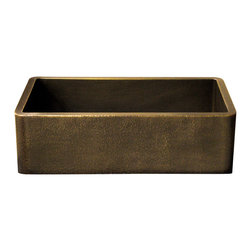 Texas Lightsmith - Farmhouse Sink With Hammered Apron, Dark Brass - Kitchen Sinks