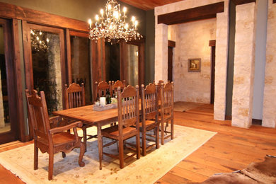 Inspiration for a rustic dining room remodel in Austin