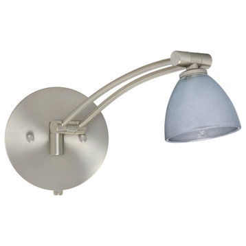 Divi 1ww 1 Light Swing Arm or Wall Lamp, Satin Nickel, Silver Foil Glass