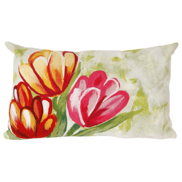 Visions IV Tulips Indoor/Outdoor Pillow, Warm, 12"x20"
