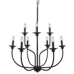 LNC - LNC 9-Light 2-Tiered Matte Black Modern Farmhouse Candle Chandelier - At LNC, we always believe that Classic is the Timeless Fashion, Liveable is the essential lifestyle, and Natural is the eternal beauty. Every product is an artwork of LNC, we strive to combine timeless design aesthetics with quality, and each piece can be a lasting appeal.