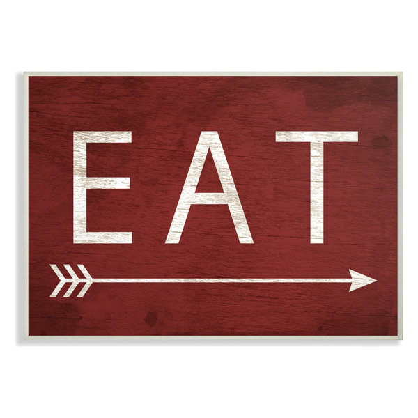 Stupell Industries Eat With Arrow Red Wall Plaque Art, 10 x 0.5 x 15, Multi-Color