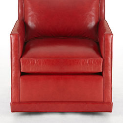 Nina St. Clair Crimson Leather Swivel Chair - Armchairs And Accent Chairs