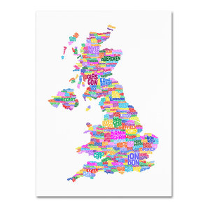 Uk Cities Text Map 7 Canvas Art By Michael Tompsett Contemporary Prints And Posters By Trademark Global