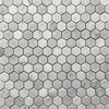 Carrara Marble 1" Hexagon Tile Venato White Carrera Mosaic Honed, 1 sheet