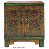 Oriental Green Yellow Red Flower End Table Nightstand
