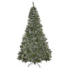 7' Mixed Spruce Hinged Artificial Christmas Tree, Pre-Lit Clear