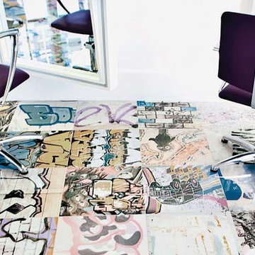 Bansky Graffiti Tiles at Portland Direct Tile & Marble www.pdtm.com