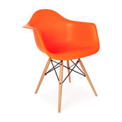 Molded Shell Dowel Leg Dining Arm Chair, Orange