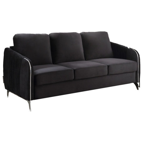 Hathaway Velvet Modern Chic Sofa Couch, Black