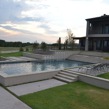 Aledo Contemporary Pool with Terraces