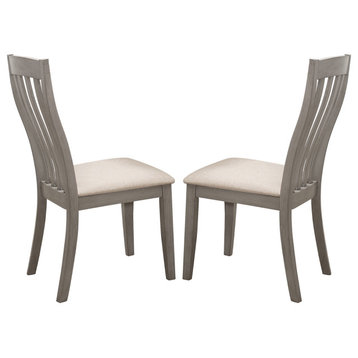 Set of 2 Dining Side Chairs with Upholstered Seat, Coastal Gray