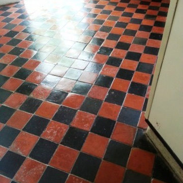 Red and Black Victorian Tiled Floor Restored in Sharnbrook
