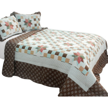 Melt the Snow 3PC Vermicelli-Quilted Printed Quilt Set (Full/Queen Size)