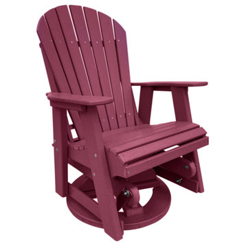 Phat Tommy Outdoor Swivel Glider Chair - Adirondack Glider Chair, Dark Red