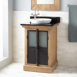 24" GARTON OAK VANITY FOR SEMI-RECESSED SINK - DISTRESSED OAK - Bathroom Vanities And Sink Consoles