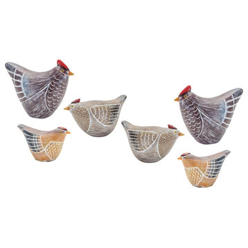 Chicken, 6-Piece Set, 2.5"H, 3.75"H, 4.25"H Resin
